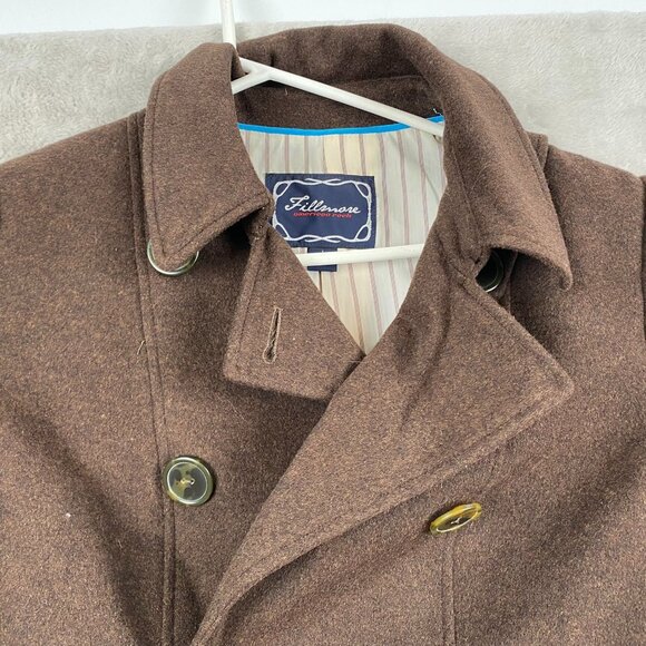 Fillmore American Womans Peacoat Large Rock Double-Breasted Brown Wool Blend - Picture 7 of 7